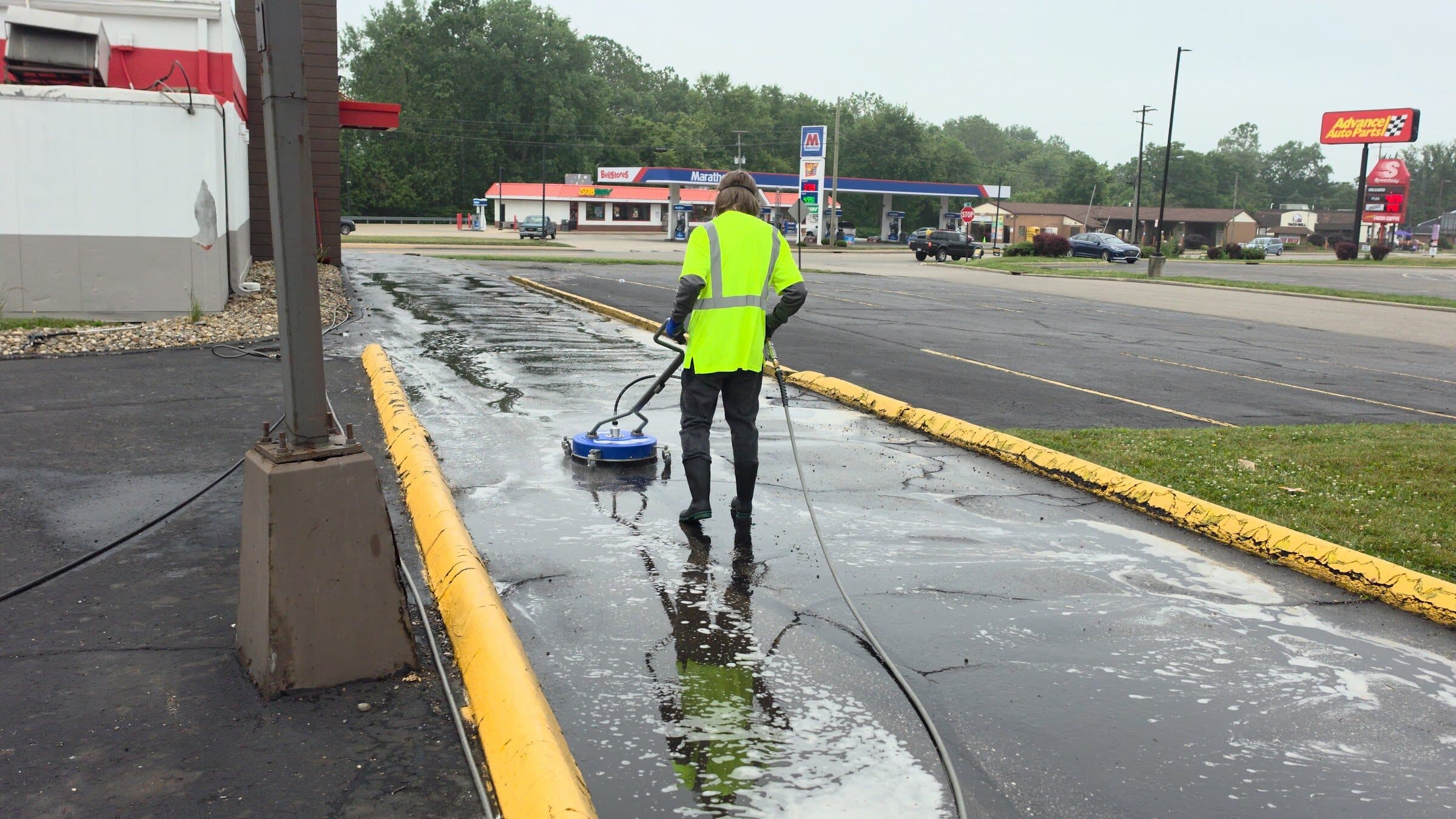 Restaurant drive-thru pad in Canton, Ohio after cleaning